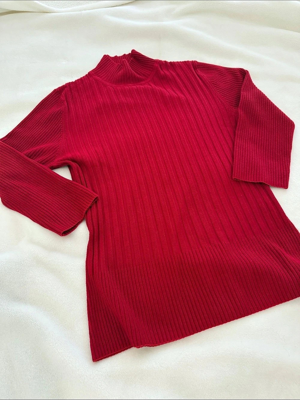 Max Studio Ribbed Turtleneck Sweater in Red Size Small Like New